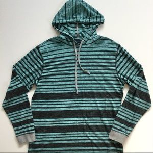Aqua Black Striped T-shirt Hoodie